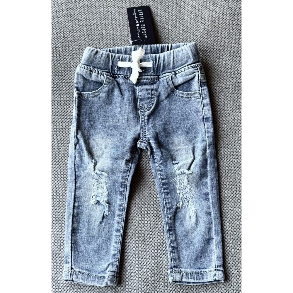Little Bipsy Jeans 3-6M NWT Blue Wash Pull On Denim Baby Pants